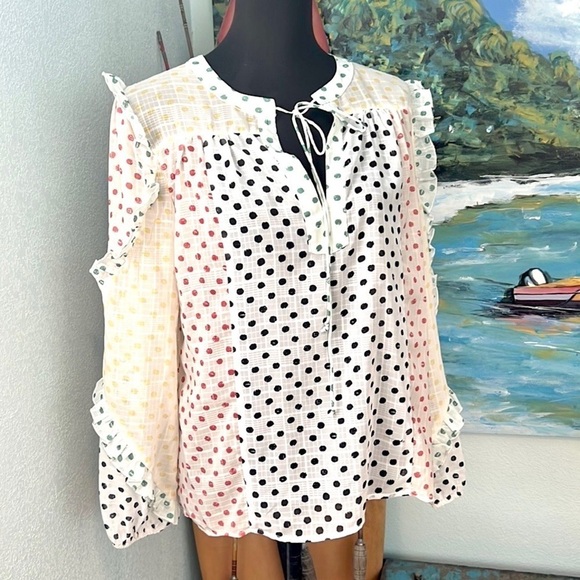 ⭐️Dor Dor Couture, Brilliantly Designed, Multi-Colored Polka Dot Blouse,Size S - Picture 8 of 11
